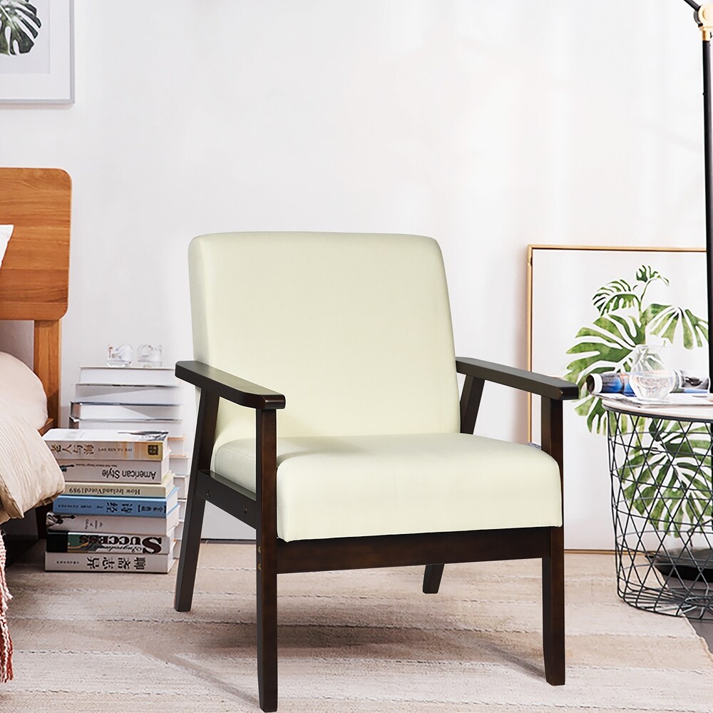 Accent Arm Chair Retro Upholstered Wooden Lounge Chair