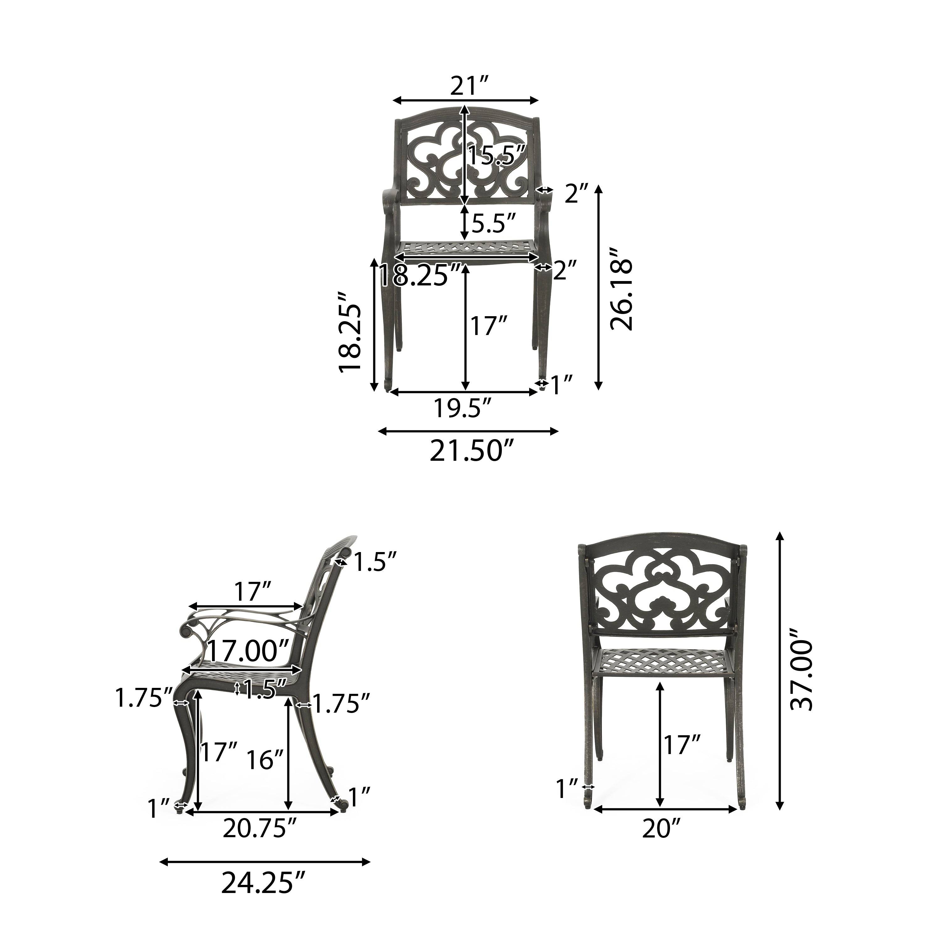 Carlton Outdoor Cast Aluminum Dining Chairs (Set of 2), Patina Copper