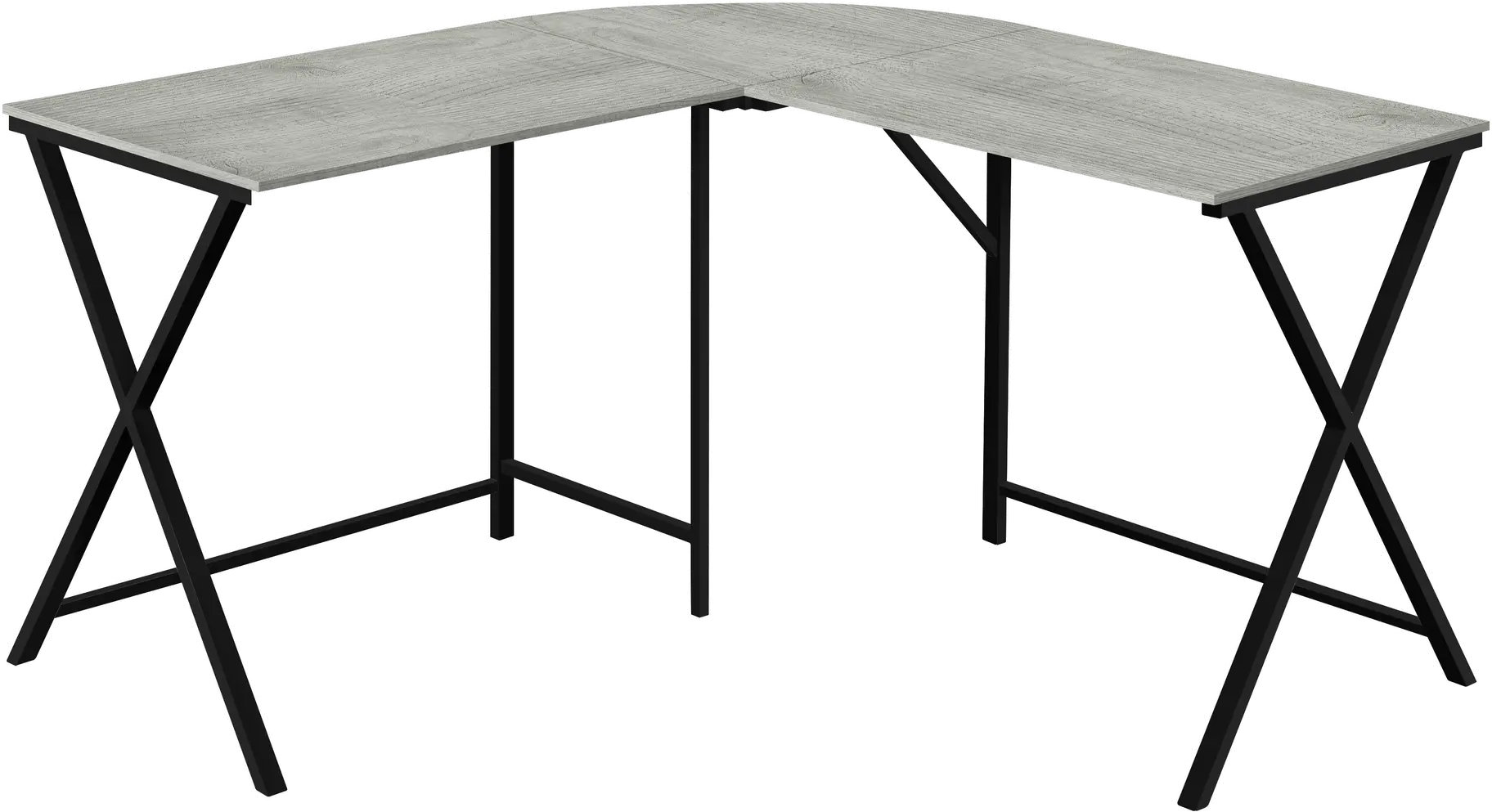 Contemporary Gray and Black L-Shaped Computer Desk