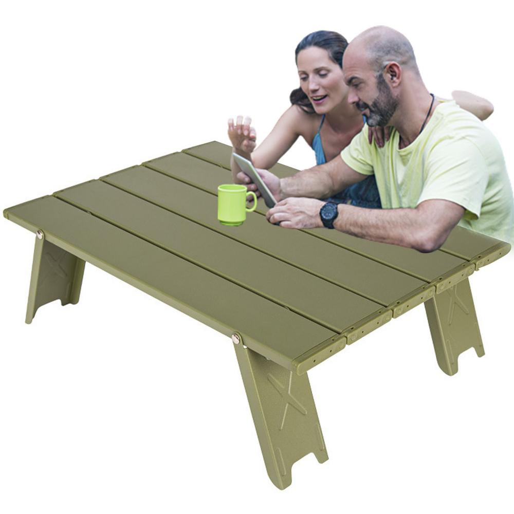 Ksruee Outdoor Mini Folding Table Mini Green Folding Beach Picnic Table Aluminum Alloy Ultralight Folding Table for Outdoor Hiking Camping Picnic Fishing Barbecue Hiking Family Daily Use admired