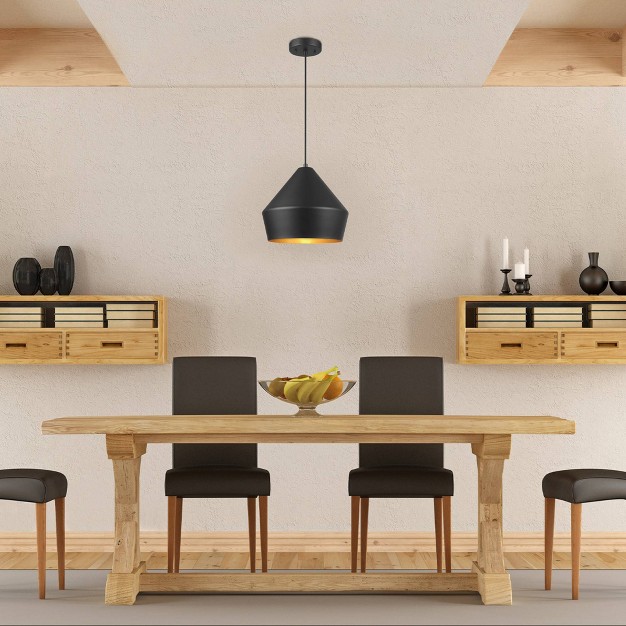 Novogratz X Globe Amara 1 light Pendant Lighting With Matte Black Shade Globe Electric