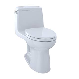 TOTO Eco UltraMax 1-Piece 1.28 GPF Single Flush Elongated Standard Height Toilet in Cotton White SoftClose Seat Included MS854114E#01