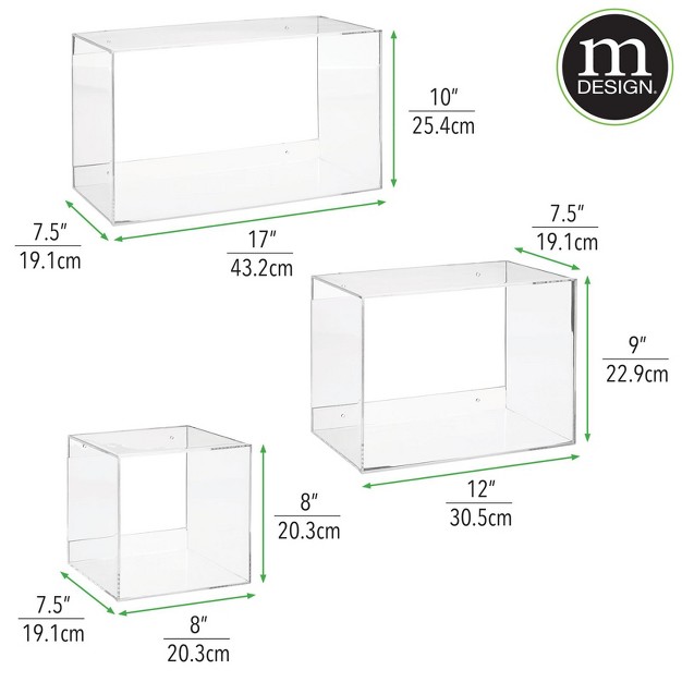 Mdesign Acrylic Floating Wall Mount Geometric Display Shelves Set Of 3