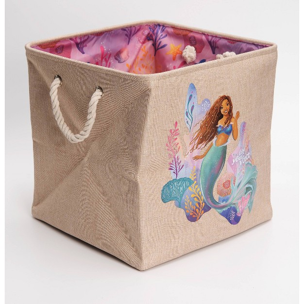 Disney Princess Interior exterior Print With Rope Handles Ariel Coral Soft Storage Light Brown