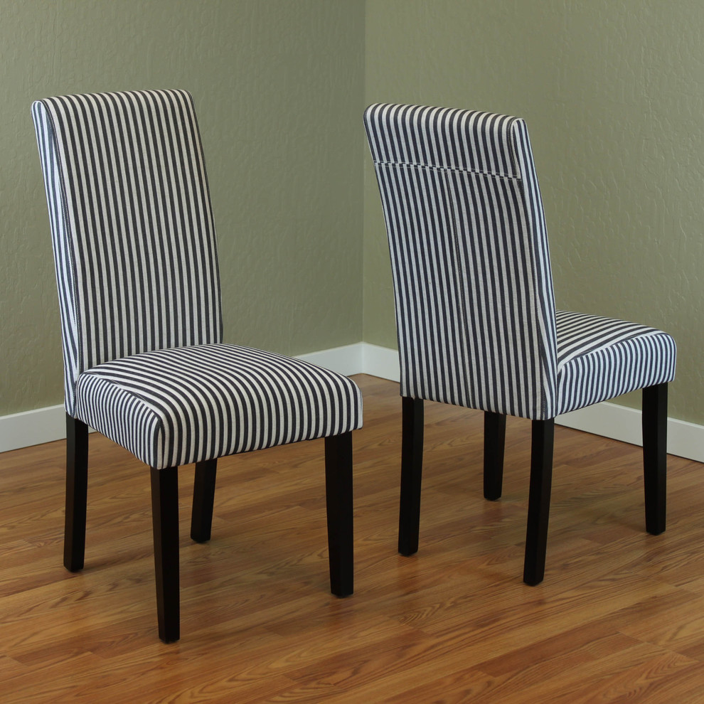 Villa Stripe Linen Dining Chairs  Set Of 2   Transitional   Dining Chairs   by Monsoon Pacific  Houzz