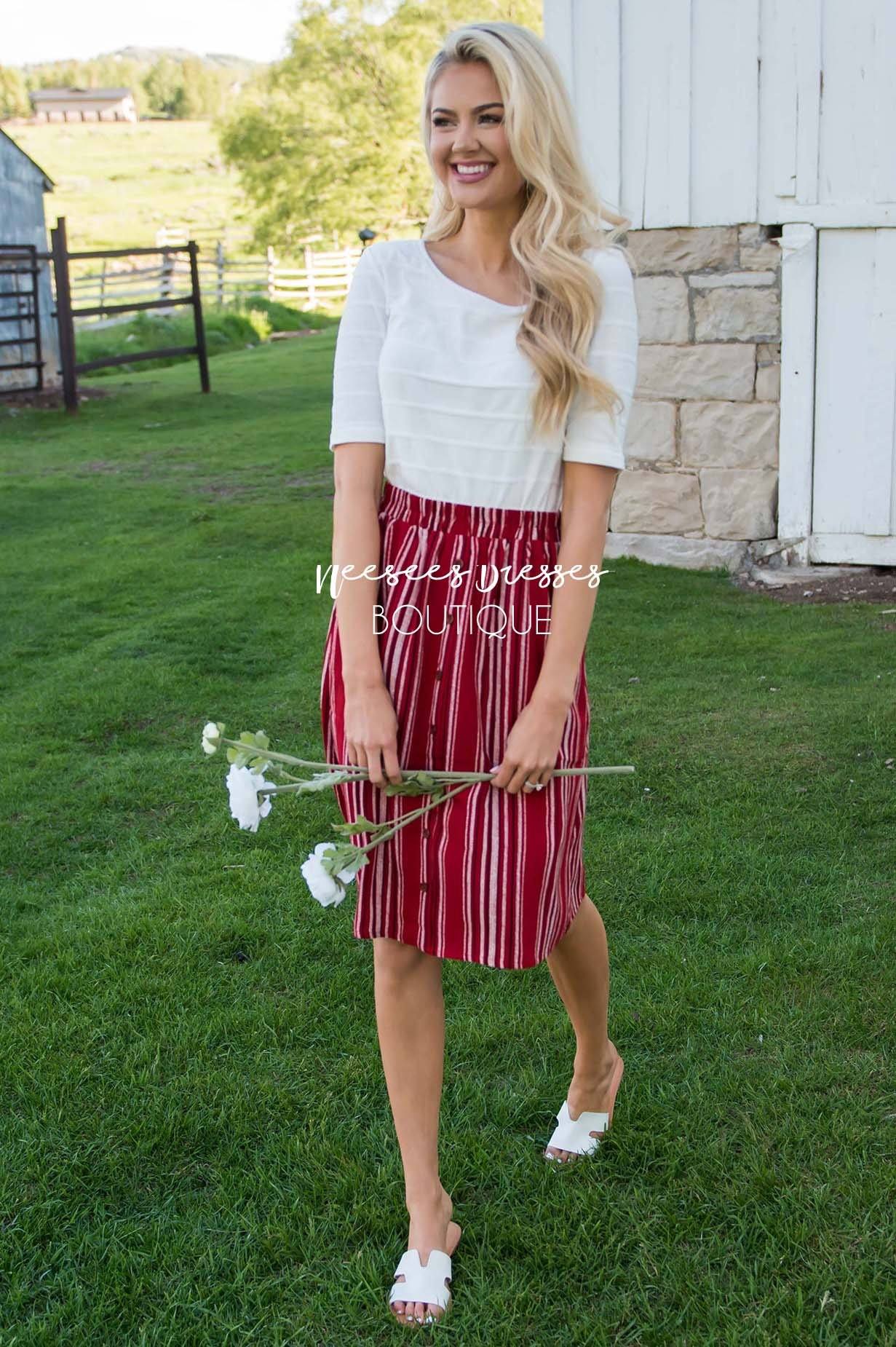 Burst Of Joy Striped Button Skirt