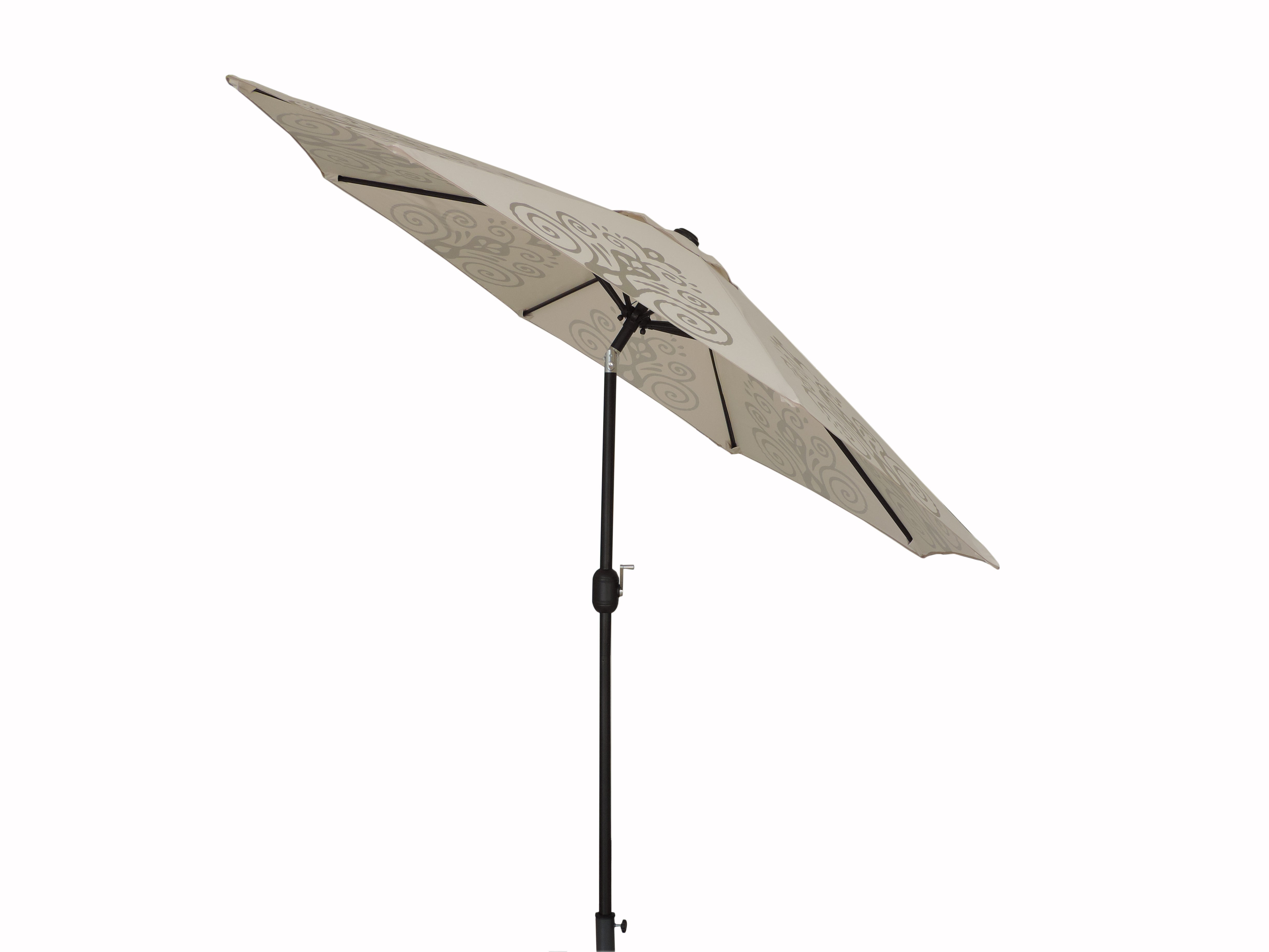 Premium Resort Print Market Outdoor Patio Umbrella (Crank & Tilt)- Tan & Brown