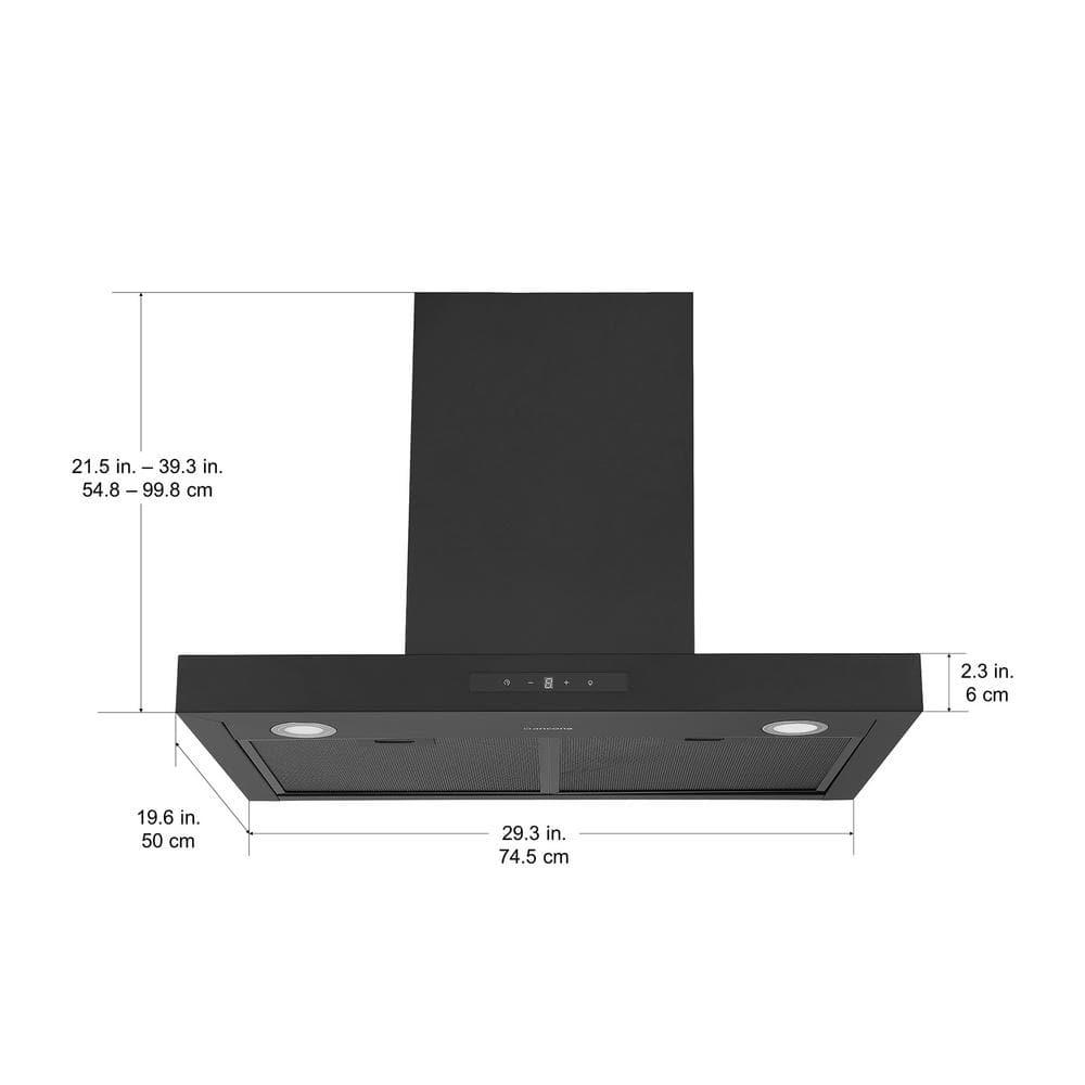 Ancona 30 in 440 CFM Convertible Wall Mount Rectangular Range Hood with LED Lights in Matte Black