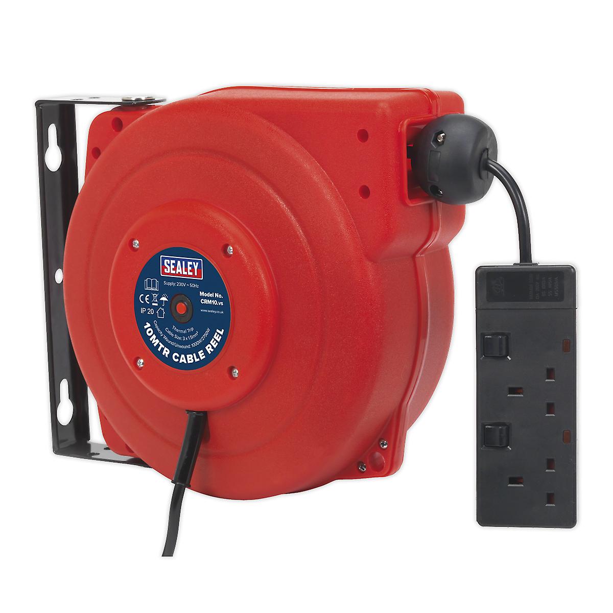 Sealey Crm10 Cable Reel System Retractable 10Mtr 2 X 230V Socket