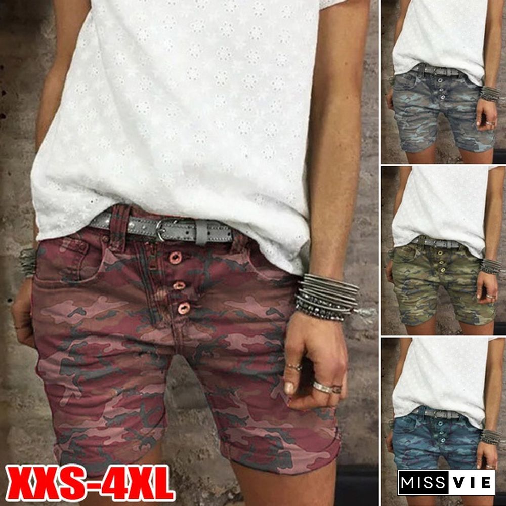 Women Summer Denim Shorts Slim Stretch Camouflage Jeans Shorts Ladies Casual Short Pants