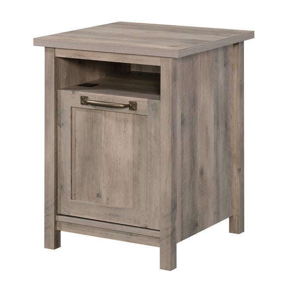 Modern Farmhouse Side Table with USB， Rustic Gray Finish