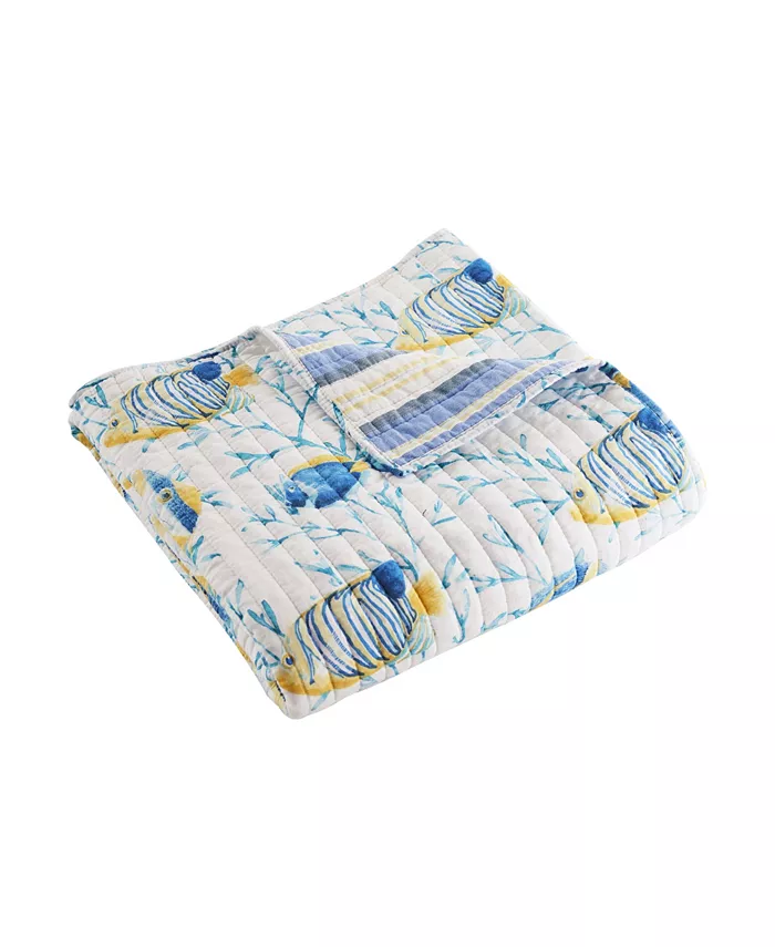 Levtex Tropical Sea Reversible Quilted Throw， 50 x 60