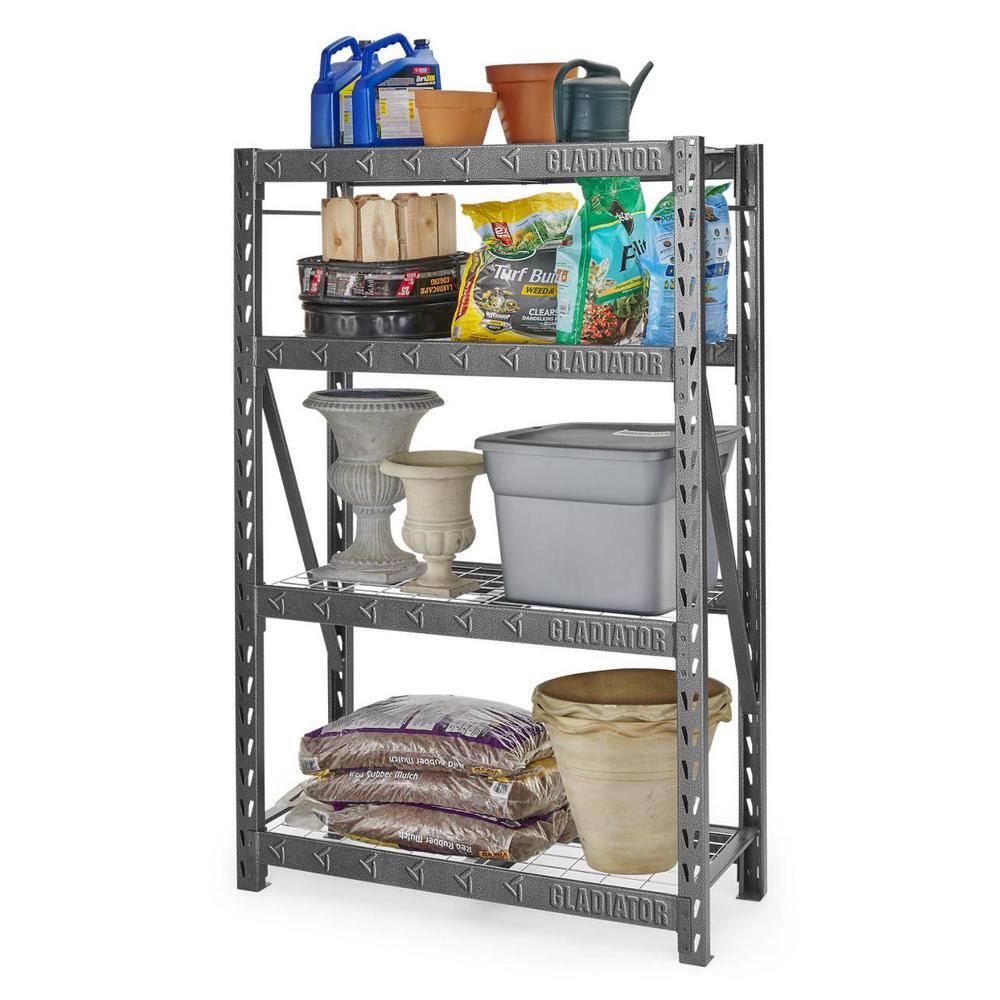 Gladiator White 4-Tier Heavy Duty Steel Garage Storage Shelving Unit (48 in. W x 72 in. H x 18 in. D) GARS484TKW