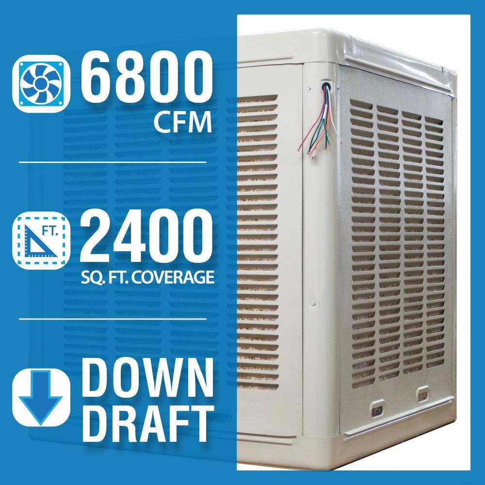 Hessaire 6800 CFM Down-Draft Aspen Evaporative Cooler 2400 sq. ft. (Motor not Included) A68D