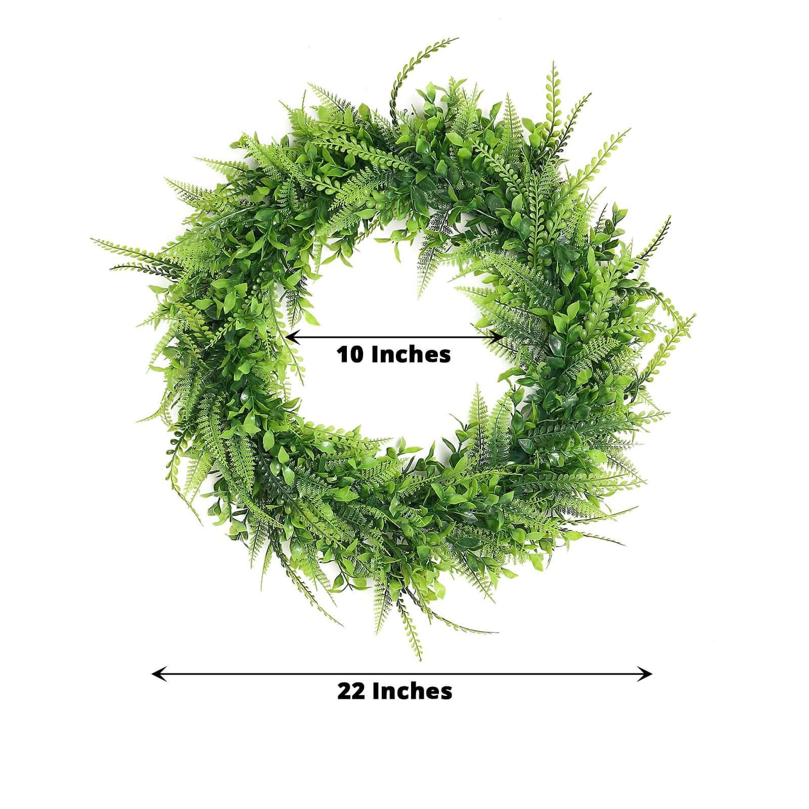 2 Pack Green Artificial Lifelike Boxwood Fern Mix Spring Wreaths 22