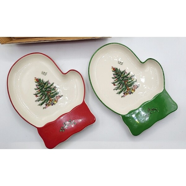 Spode Christmas Tree Mitten Dishes，Set of 2