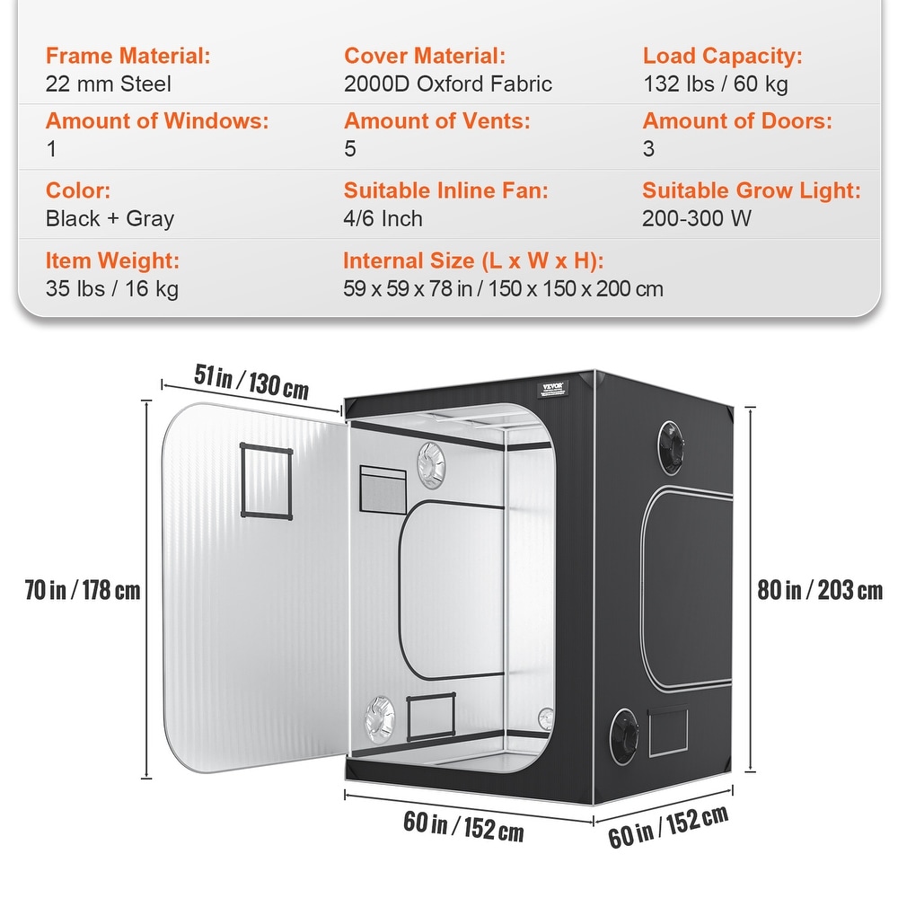 VEVOR 2x4 to 10x10 Grow Tent 48\