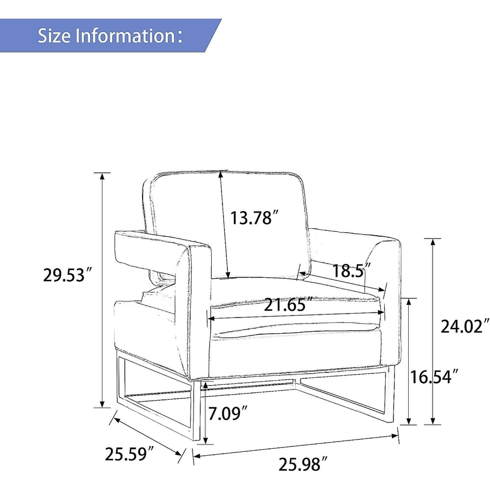 Modern Arm Accent Chair  Mid Century Living Room Chair Upholstered Lounge Chair