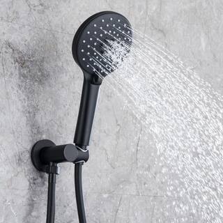 Tahanbath Single Handle 3-Spray High Pressure Tub and Shower Faucet Combo with Tub Spout in Matte Black (Valve Included) W1194-D96203H-ZQ