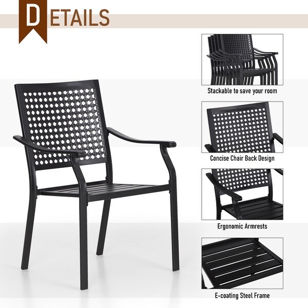 5piece Outdoor Ecoated Patio Dining Set with Stackable Chairs