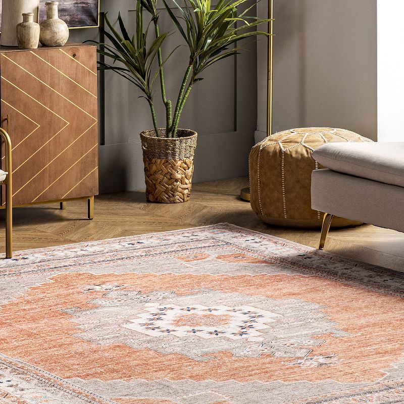 nuLOOM Alicia Machine Washable Medallion Area Rug