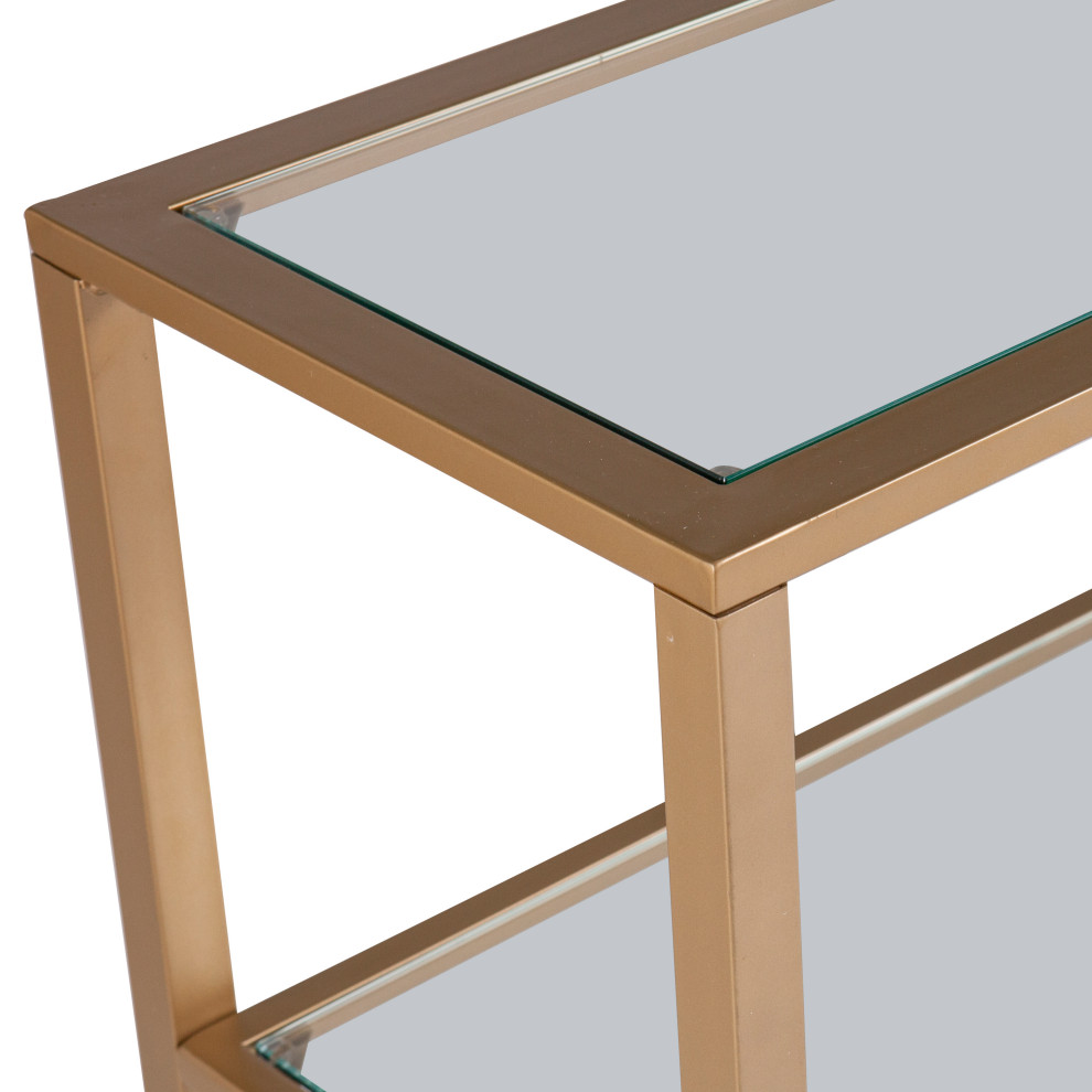 Portgren Narrow Metal Console Table With Glass Shelves  Gold   Contemporary   Console Tables   by SEI  Houzz