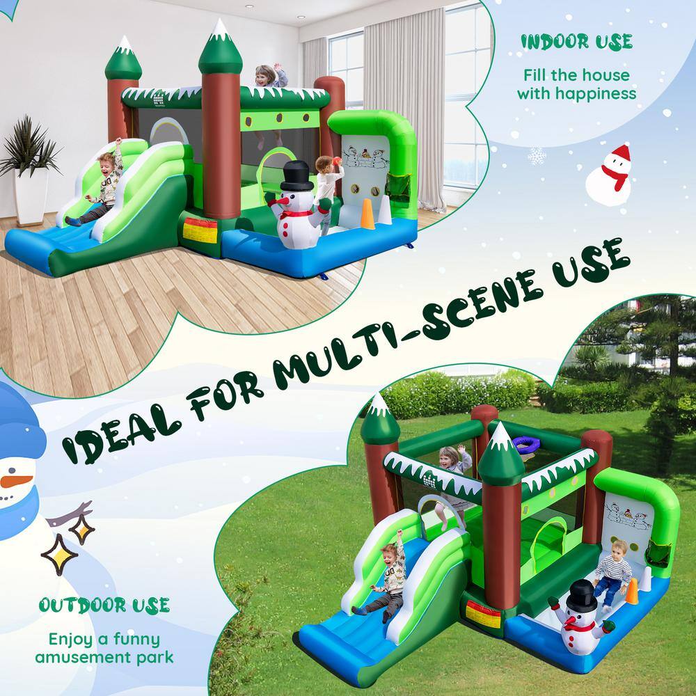 HONEY JOY Snowman Kids Jumping House Inflatable Bouncing Castle Bounce House wBall Pit 735-Watt Blower Repair Kit and Carry Bag TOPB006518