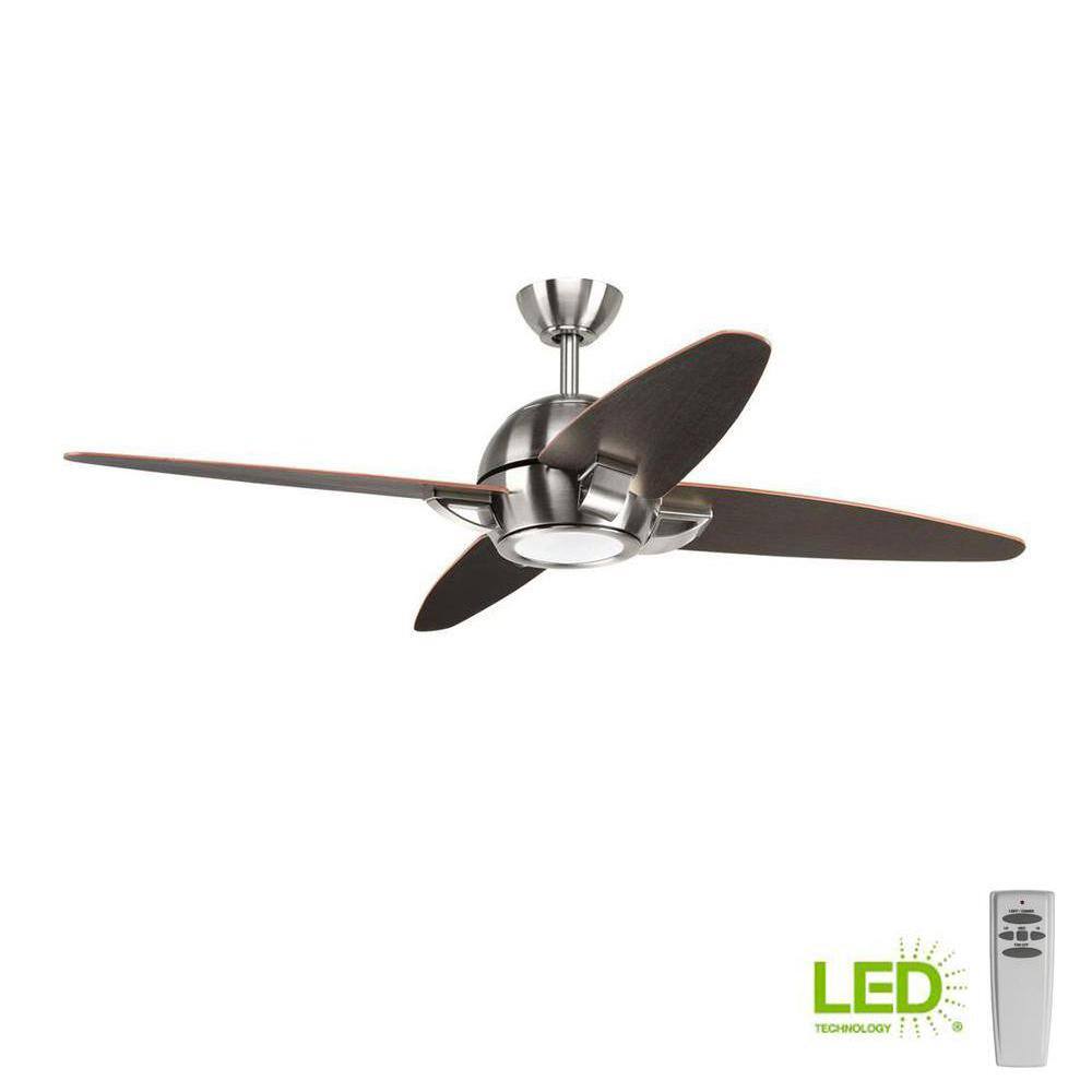 Progress Lighting Soar Collection 54 in. LED Indoor Brushed Nickel Modern Ceiling Fan with Light Kit and Remote P2542-0930K