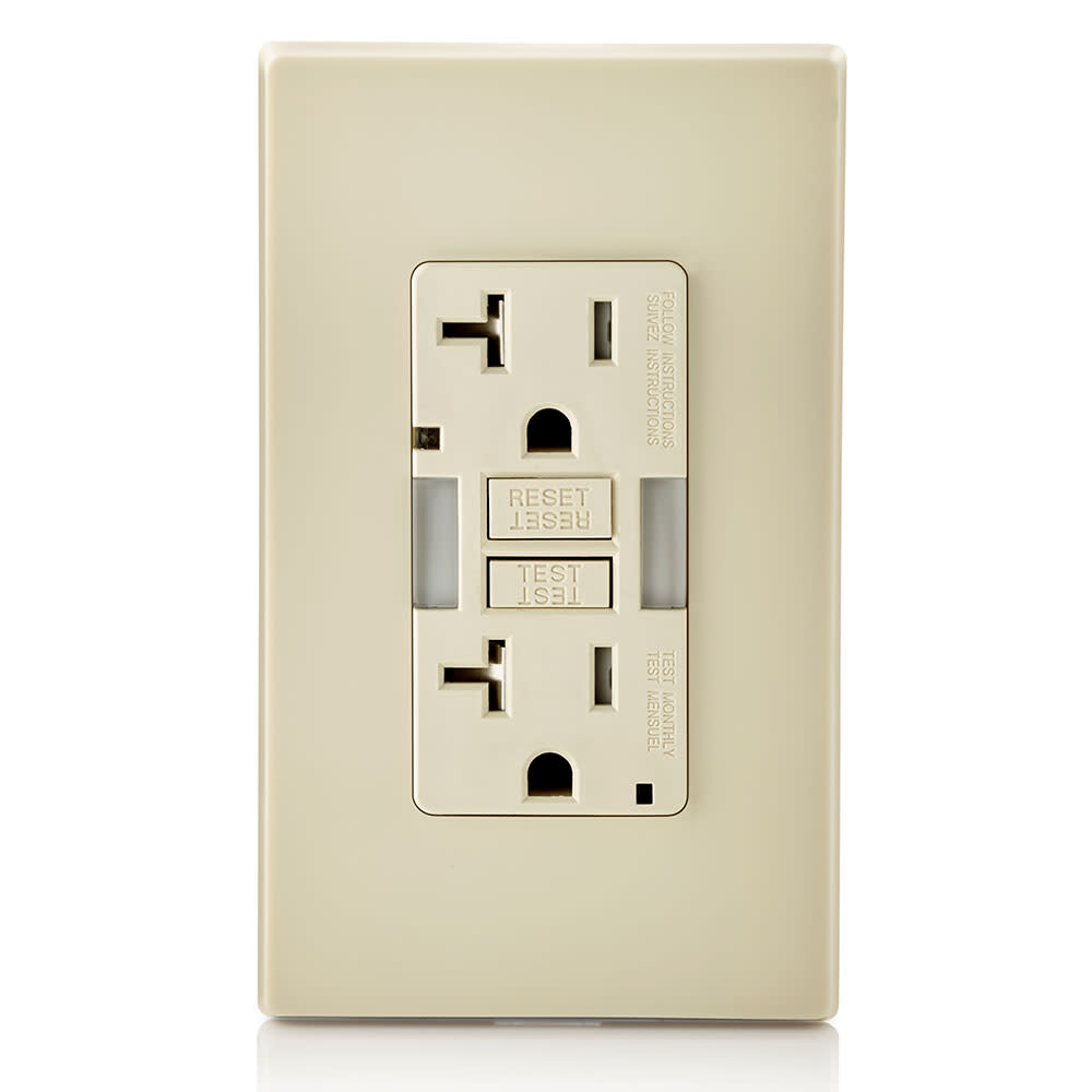 Leviton SmartlockPro GFCI Outlet 20A 125V Duplex Light Almond NEMA