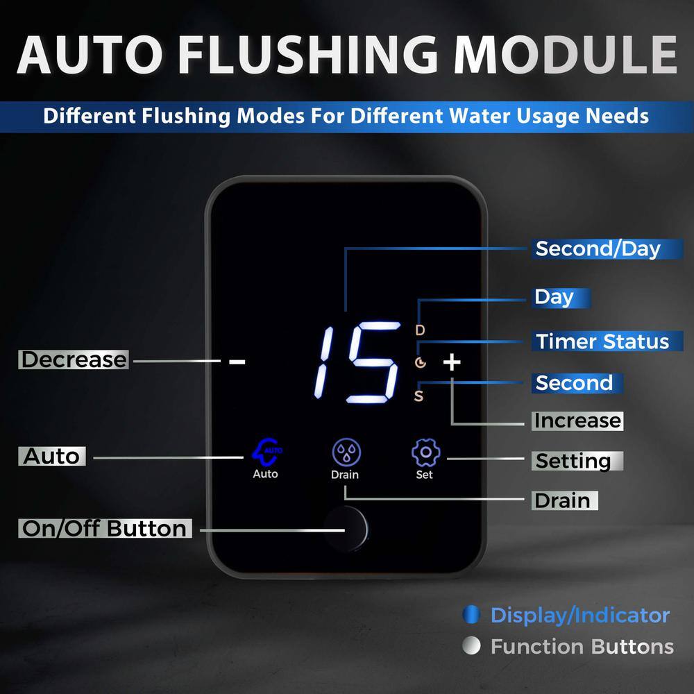 ISPRING WSP200ARJ Spin-Down Sediment Water Filter Jumbo Size Large Capacity Reusable with Touch-Screen Auto Flushing Module WSP200ARJ