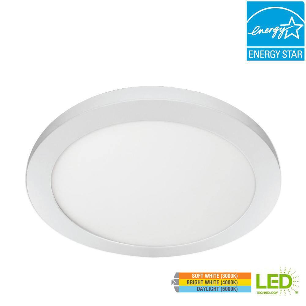 Commercial Electric 11 in. 12.5-Watt Dimmable White Integrated LED Edge-Lit Round Flat Panel Flush Mount Ceiling Light Color Changing 74210HD