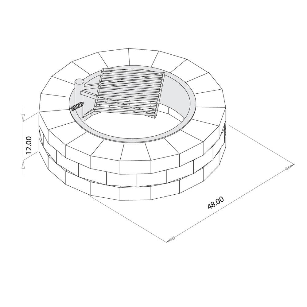 Necessories Grand 48 in. W x 12 in. H Round Concrete Beechwood Fire Pit Kit with Cooking Grate 3500005