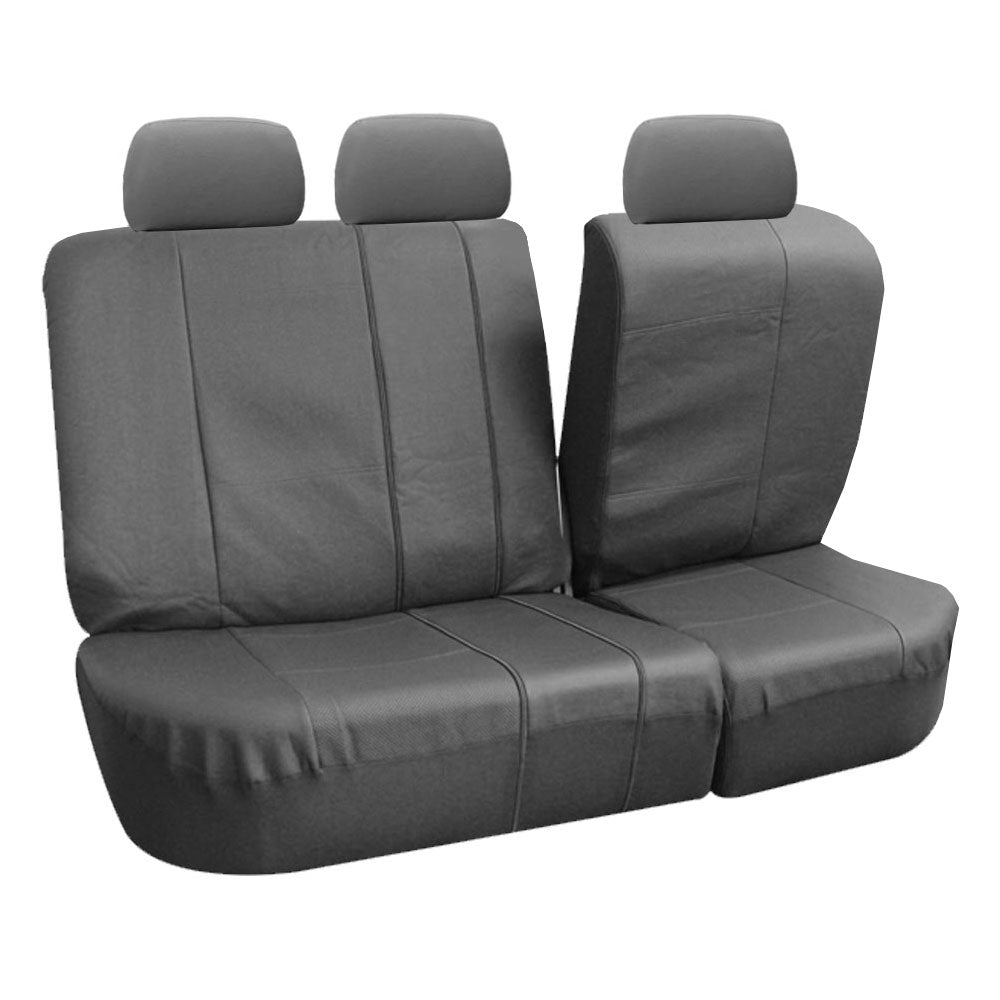 FH Group Gray Deluxe Faux Leather Airbag Compatible and Split Bench Car Seat Covers， 7 Seater 3 Row Full Set