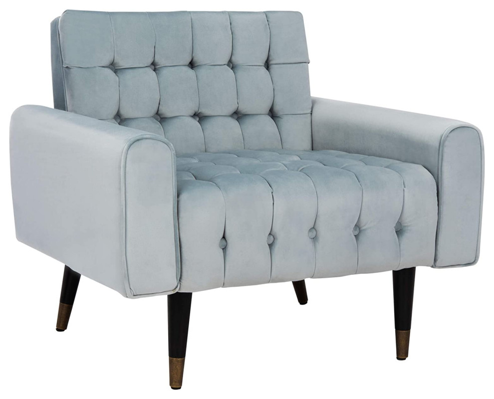 Contemporary Accent Chair  Velvet Upholstery With Button Tufting   Midcentury   Armchairs And Accent Chairs   by Declusia  Houzz