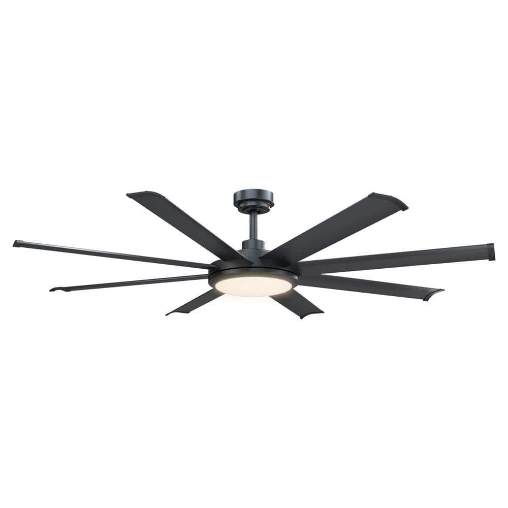 Flint GARDEN 60 in Indoor Integrated LED Matte Black 8 Blades Ceiling Fan with Light and Remote Control