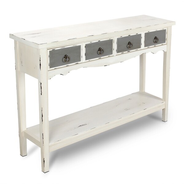 BELLEZE Distressed Wood 2-Drawer Traditional Entryway Console Table