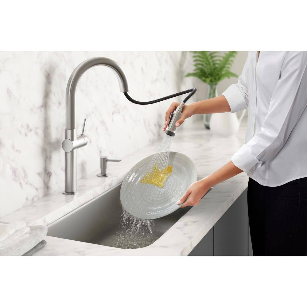 KOHLER Rune Single-Handle Pull-Down Sprayer Kitchen Faucet in Vibrant Stainless K-R22153-SD-VS