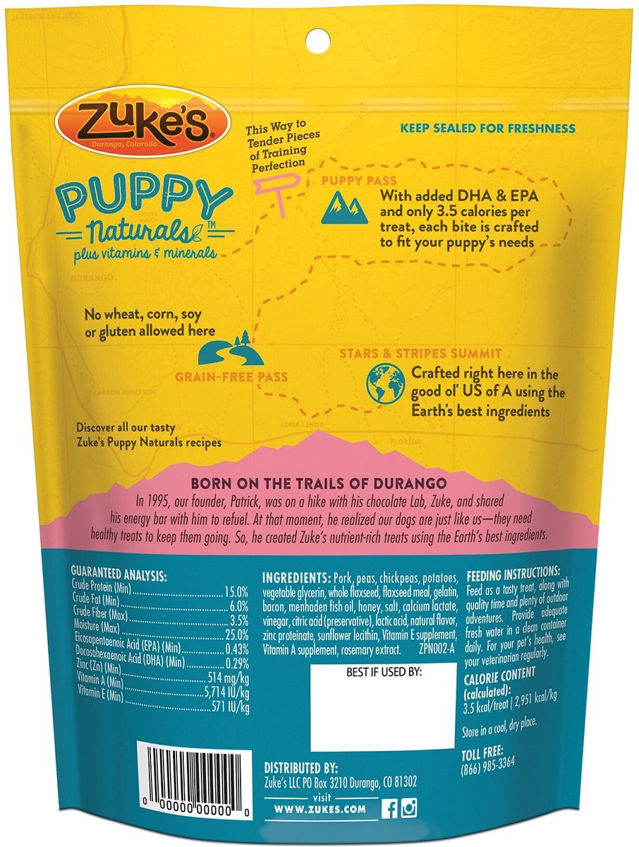 Zuke's Puppy Naturals Pork and Chickpea Recipe Grain-Free Dog Treats