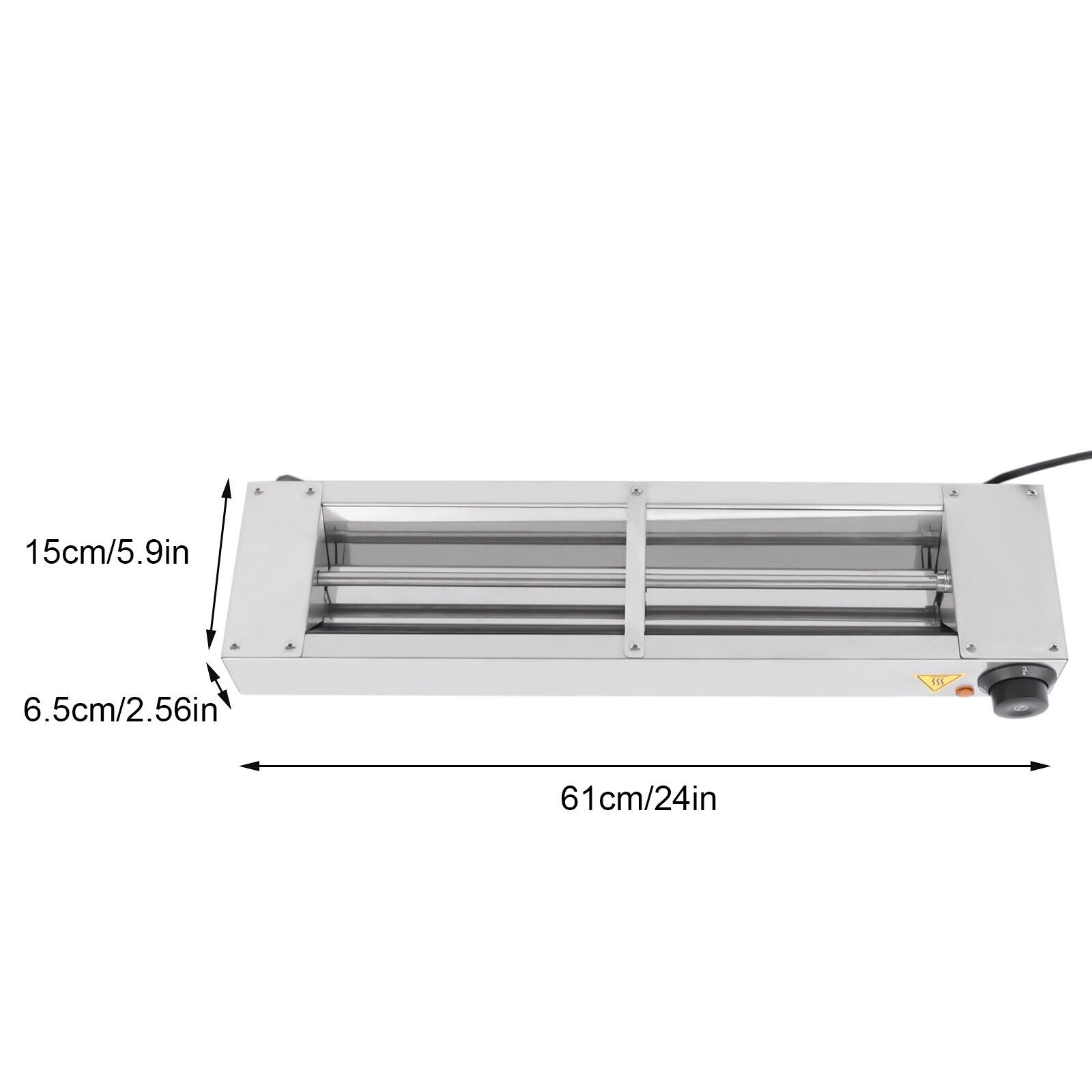 Miumaeov 24'' Stainless Steel Commercial Electric Strip Food Heater Electric Food Warmer with Cord and Plug 110V 500 W Commercial Heat Lamp Overhead Food Warmer