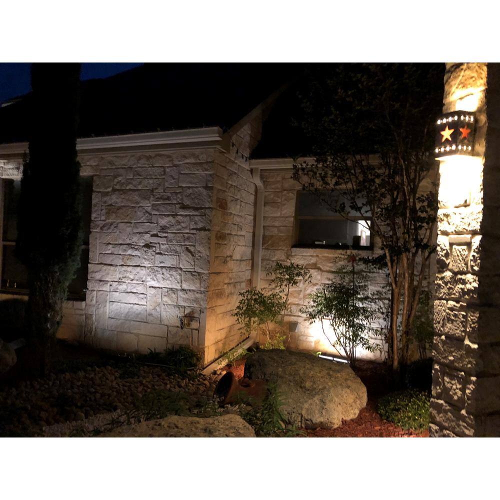 Hampton Bay Solar Black Outdoor Integrated LED Landscape Wall Wash Spot Light 49975