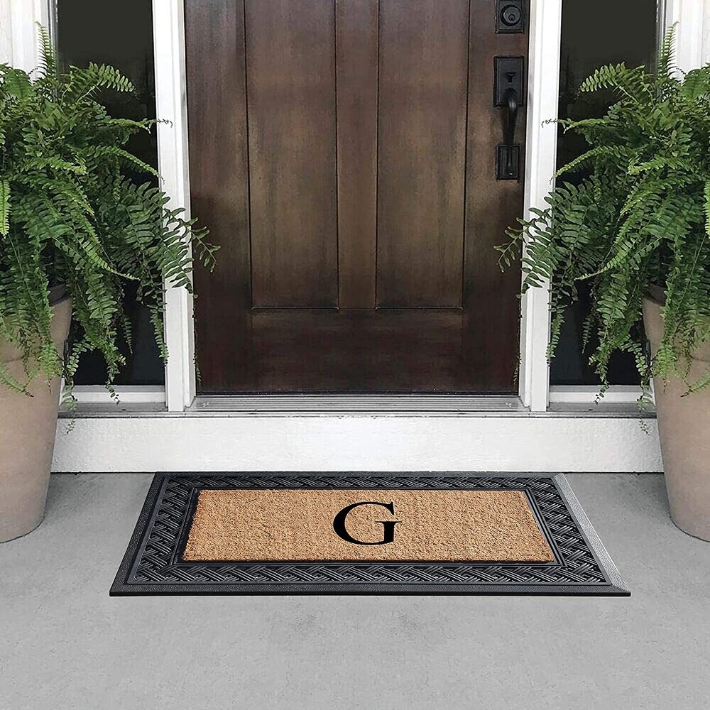 A1HC Paisley Border Rubber and Coir Large Heavy Duty Outdoor Monogrammed Doormat  23\