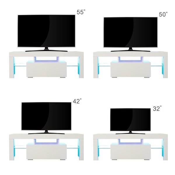 51''L Flat Screen TV Stand LED RGB TV Cabinet with 5 Shelf for 43 to 60 in Entertainment Center