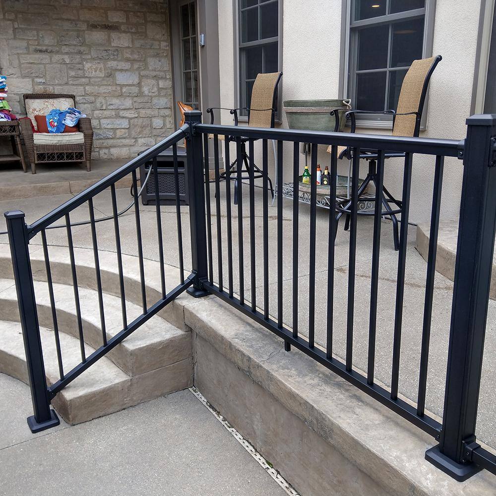 Weatherables Stanford Black 3.5 ft. H x 72 in. W Textured Aluminum Railing Kit CBR-B42-A6