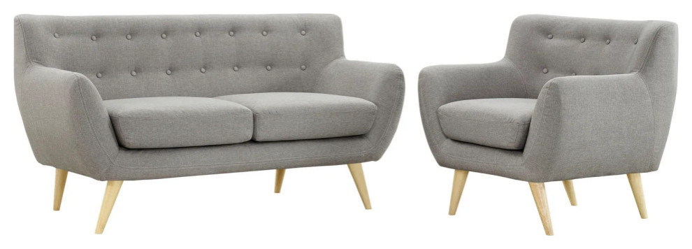 Marcy Light Gray 2 Piece Living Room Set   Midcentury   Living Room Furniture Sets   by Virgil Stanis Design  Houzz