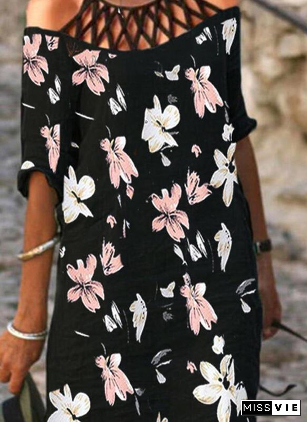 Daily Off Shoulder Printed Dress