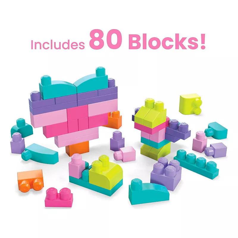 MEGA BLOKS 80-piece Big Building Bag Blocks for Toddlers 1-3， Pink