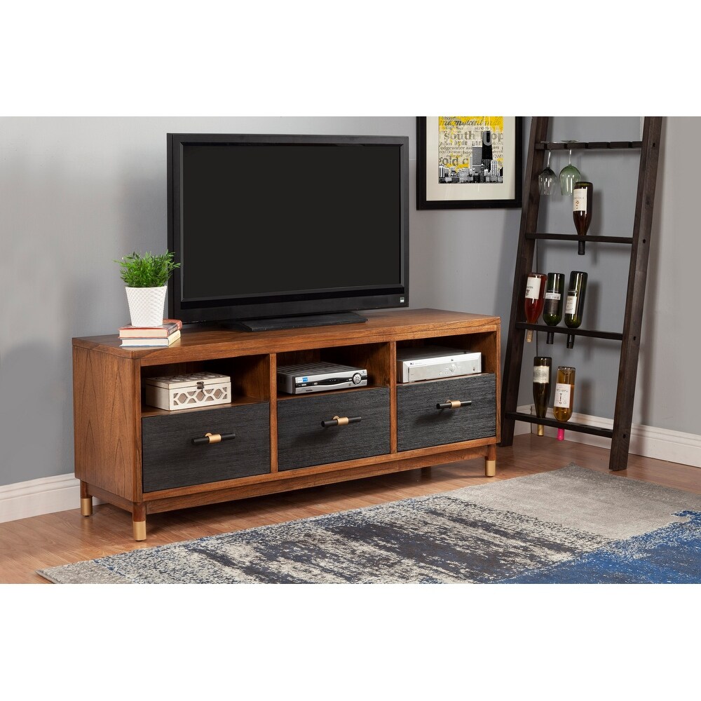 Alpine Furniture Belham Wood TV Console in Dark Walnut   Black