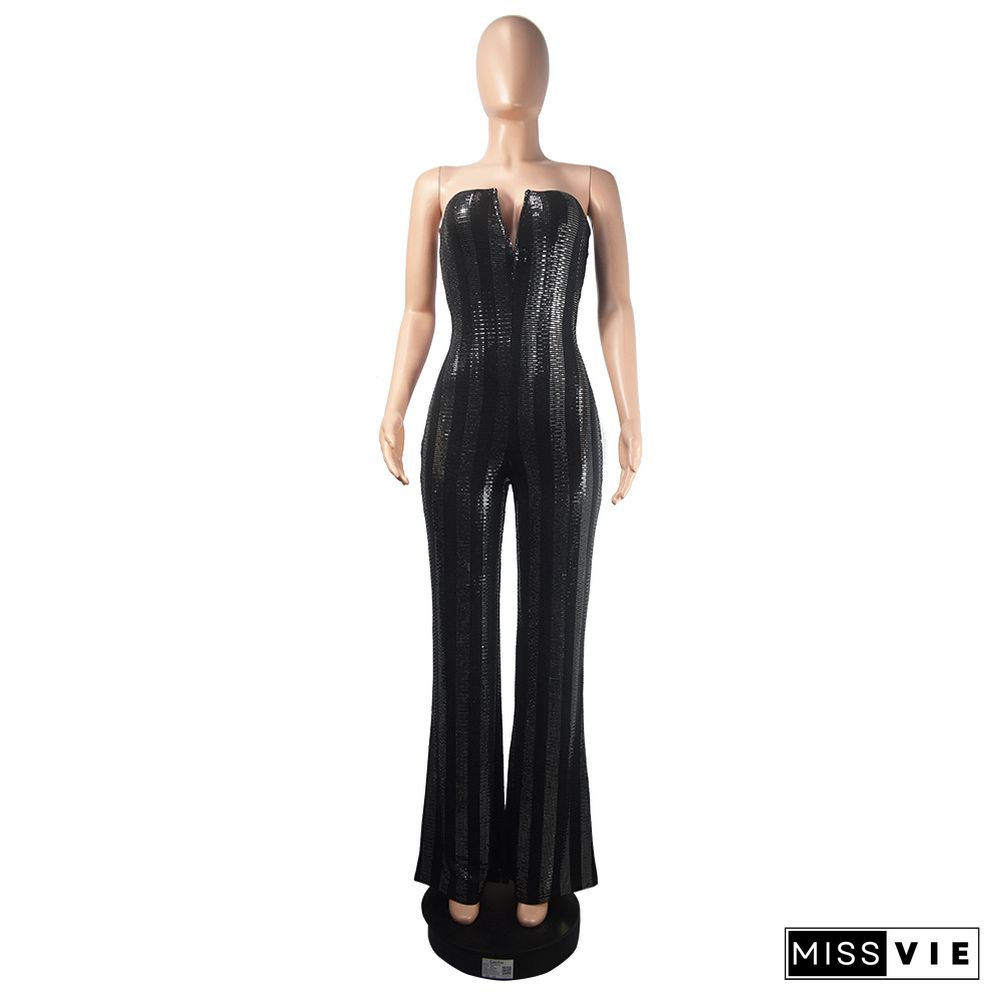 New Sequin Tube Top Sexy Nightclub Jumpsuit