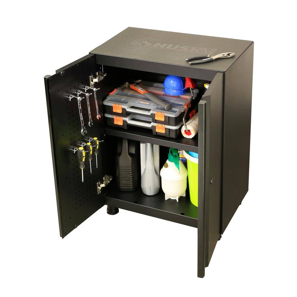 Husky 7-Piece Regular Duty Welded Steel Garage Storage System in Black GS10807-1DWO