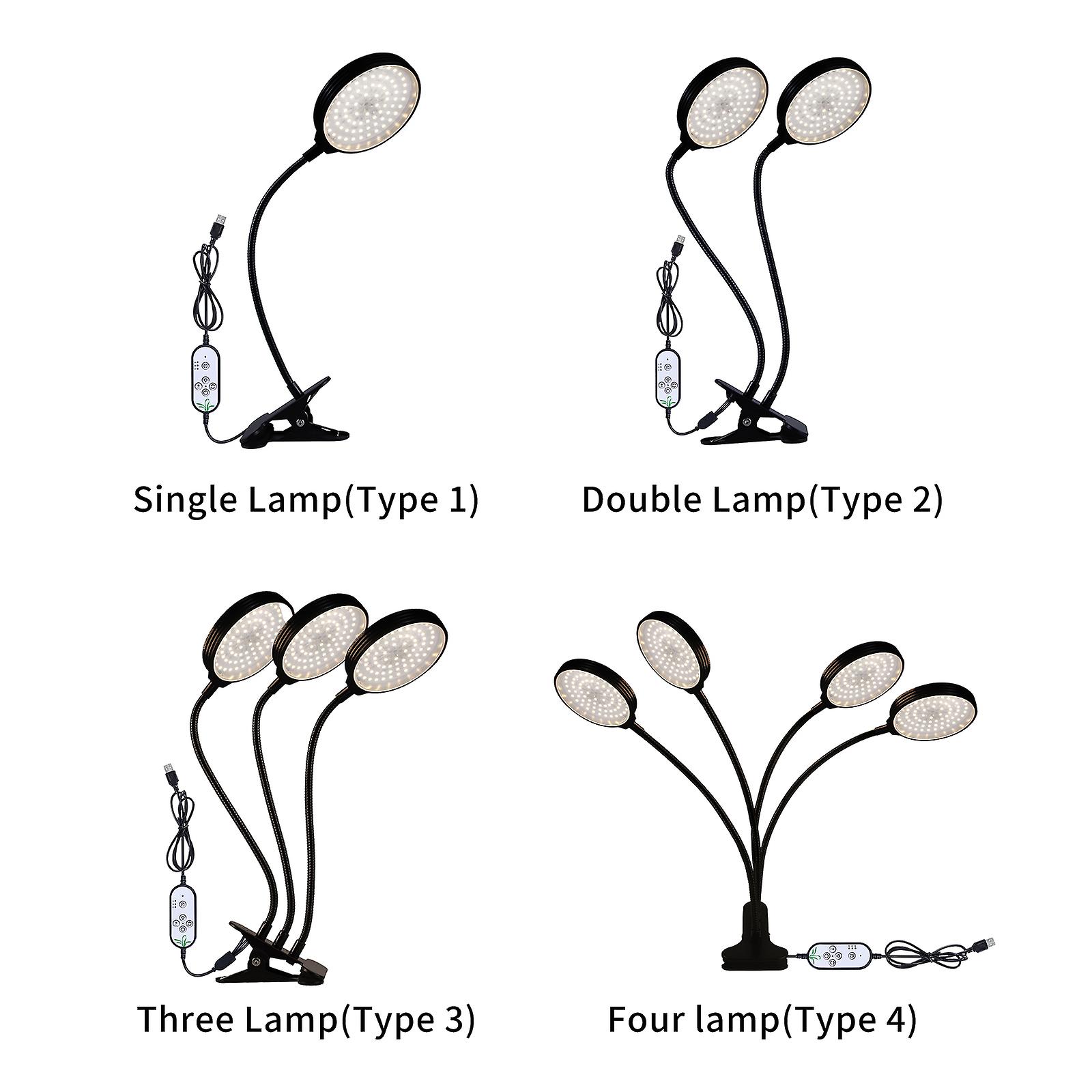 Led Grow Light Full Spectrum White Light 4/8/12h Timer 5 Brightness Leves Clip Plant Growing Light For Indoor Plant Seedlings Sunlike Adjustable Goose